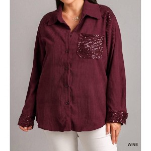 Women's Corduroy Jacket With Sequin Details - umgee - 1 of 4