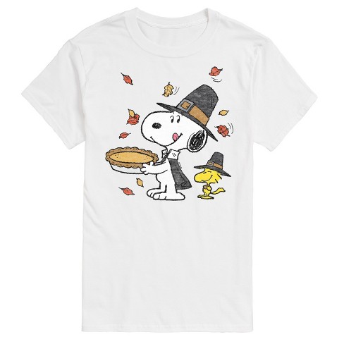 Men's - Peanuts - Snoopy and Woodstock Thanksgiving Pie Short Sleeve Graphic T-Shirt - image 1 of 4