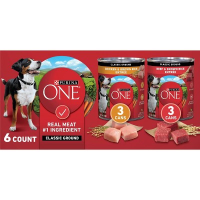 Purina ONE SmartBlend Classic Ground Chicken & Beef Entrée Wet Dog Food - 13oz/6ct Variety Pack