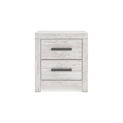 Whitewash Transitional 2-Drawer Nightstand