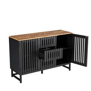 Buffet Cabinet With Storage,  Dresser With Grille-Striped Doors And Storage Drawers - 1 of 4