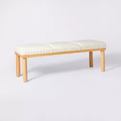 Scofield Channel Tufted Wood Leg Bench Neutral Stripe - Threshold™ designed with Studio McGee