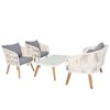 Karl Home Patio Acacia Wood All-Weather Rope Conversation Set with Cushions - 3 of 4
