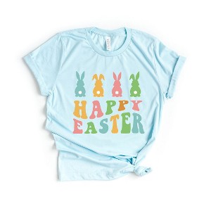 Simply Sage Market Women's Happy Easter Pastel Bunnies Short Sleeve Graphic Tee - 1 of 4