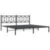 vidaXL Metal King Size Bed Frame with Headboard - Black Steel, Metal Slats & Legs, Storage Space, 81.5"x78"x35.4" - 2 of 4