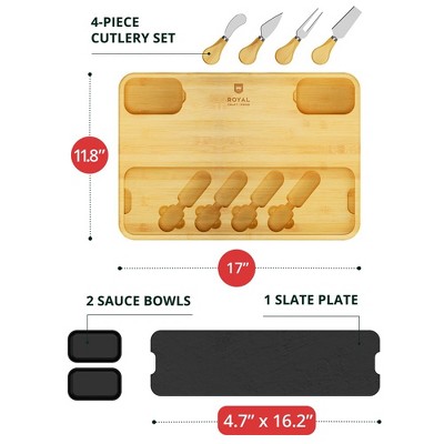 Royal Craft Wood Cheese Board with Slate Plate (Non-Expandable)
