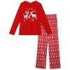 cheibear Christmas Deer Loungewear Long Sleeves Tee and Deer Pants Family Pajama Sets - 2 of 4