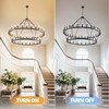 Modern Wagon Wheel Chandelier 2 Tier Farmhouse Chandeliers,Ceiling Pendant Light Fixture for Kitchen Entryway Dining Living Room - 2 of 4