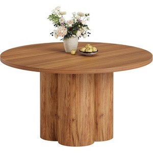 Lantine Round Dining Table for 4-6, 47 Inch Farmhouse Fluted Kitchen Dining Room Table Circle Table with Sturdy Pedestal Base (Chairs Not Included) - 1 of 4