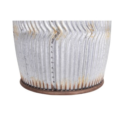 Rustic Round Metal Barrel Side Table with Storage, 17.5" High