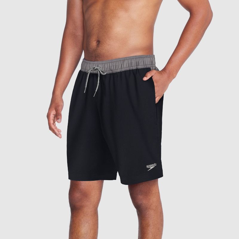 Speedo Men's 5.5" Colorblock Swim Shorts - Gray/Black, 1 of 5