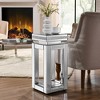 Gulches Silver Square MDF Indoor Accent End Table 2-Tier with Mirrored Top Crystal Inlay Storage 11x11x26 Inch - 3 of 4