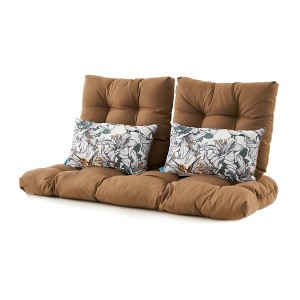 ARTPLAN All Weather Chair Outdoor Cushions Settee Loveseat Bench Cushions Set of 5 Wicker Tufted Pillow for Patio Outdoor Furniture - 1 of 4