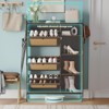 Whizmax 3-Drawer Shoe Cabinet - Rattan Flip-Door Organizer with Adjustable Shelves & Metal Knobs, Narrow Rack for Entryway/Hallway - 3 of 4