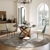 POVISON Modern Luxury Upholstered Dining Chairs Set of 2, High Back Side Chairs, Beige & Blue - 3 of 4