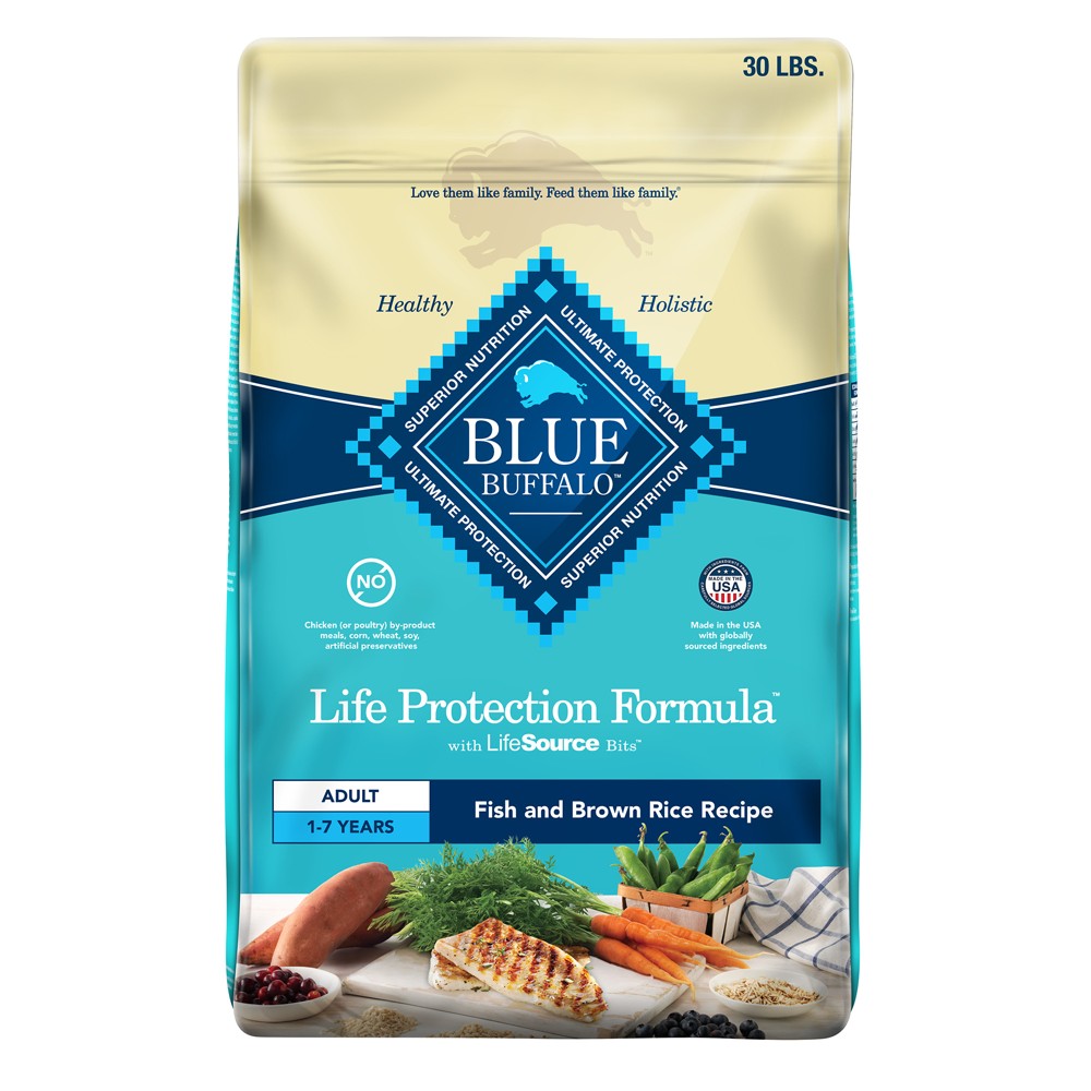 Photos - Dog Food Blue Buffalo Life Protection Formula Natural Adult Dry  with Fish and Brown Rice - 30lbs 