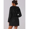 cheibear Women's Winter Fuzzy Belted Hooded Flannel Plush Bath Robe with Pockets - 3 of 4