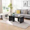 LIVAREEmlen Rectangle Wood Detachable Coffee Table, Single L Shape Farmhouse Coffee Table for Dining Room, Garden, Black - 2 of 4