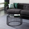 Contemporary Metal Coffee Table Black - Olivia & May: Modern Glass Top, No Assembly Required - 2 of 4