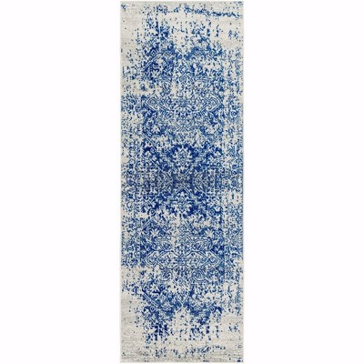 Mark & Day Amelia 2'7"x7'3" Runner Woven Indoor Area Rugs Navy: Stain-Resistant, Pet Friendly, Traditional Medallion Pattern