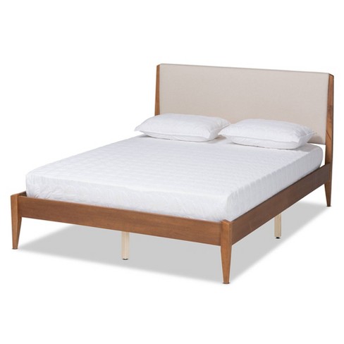 Queen Lenora Wood Platform Bed Walnut Brown/beige - Baxton Studio ...