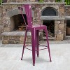 Emma and Oliver Commercial Grade 30"H Metal Indoor-Outdoor Barstool with Drain Holes and Back - 2 of 4