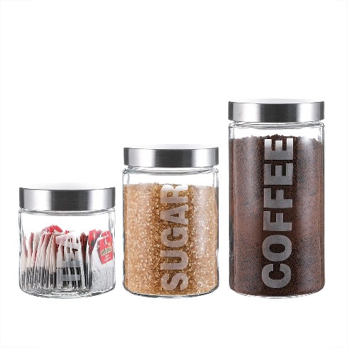 Glass Coffee Canister With Wood Lid -   Coffee canister, Sugar canister  set, Sugar canister