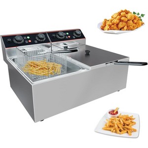 Acekool 6L Commercial Deep Fryer, Countertop Electric Fryer with Basket & Lid, Adjustable Temp Control, Stainless Steel for Restaurant & Home - 1 of 4