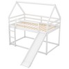 CAVINAS Twin Over Twin/Full Pine Wood Bunk Bed with Slide/Ladder & Guardrails,House Bed Frame for Kids Room,Bedroom - 3 of 4