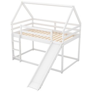 NicBex Twin House Bunk Bed with Slide and Built-in Ladder for Kids Teens Adults - 1 of 4
