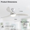52 Inch High CFM Ceiling Fan with Lights 3 Wood Blades Smart Ceiling Fan with Remote and App Controls ETL Quiet DC Motor 6 Speed Timing - 2 of 4