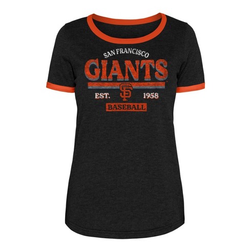 Mlb San Francisco Giants Women's Heather Bi-blend Ringer T-shirt