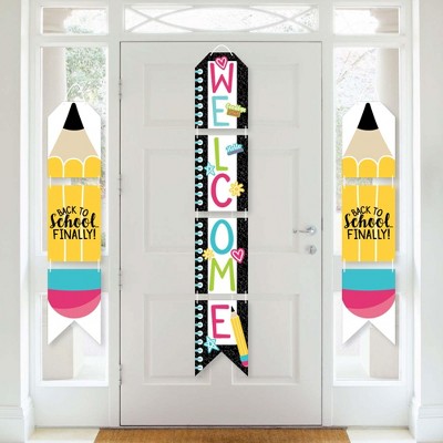 Big Dot of Happiness Goodbye Distance Learning - Hanging Vertical Paper Door Banners - Back to School Classroom Wall Decor Kit - Indoor Door Decor