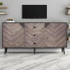 55" Modern Two-Tone Accent Cabinet - Hybrid Storage Buffet w/ Drawers & Doors for Dining Room, Living Room & Entryway - 3 of 4