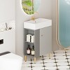 FAMYYT 21.6 in. Single Sink Freestanding Gray Bath Vanity with White Ceramic Top, Strong Load-bearing Base, Left Side - 4 of 4