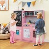 Costway Kid's Pretend Play Kitchen Toddler Kitchen Playset with Blackboard Pink/White/Light Pink/Beige - 2 of 4