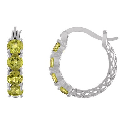 Designs by Gioelli Sterling Silver Gemstone Hoop Earrings