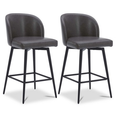 Spruce&Spring Counter Height Swivel Barstool with Metal Legs Set