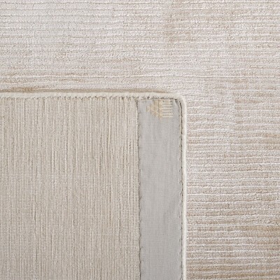Elegant Beige Hand-Knotted Wool & Viscose 4' x 6' Area Rug