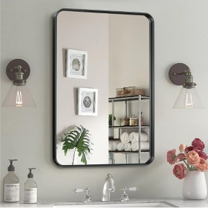Wooakway Metal Bathroom/Vanity Mirror Decor Wall Mirror Modern Makeup Mirror Vertical/Horizontal Mounting - 1 of 4