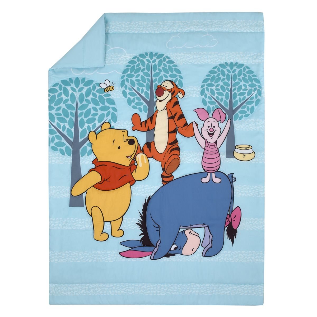 Disney Winnie the Pooh Funny Friends Aqua, Gold, Blue and Orange, Tigger, Eeyore and Piglet 4 Piece Toddler Bed Set - thumbnail 2