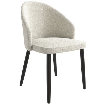 LeisureMod Paradiso Modern Dining Chairs Upholstered Seat Curved Back in Black Solid Wood Legs Contemporary Side Chairs
