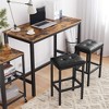 VASAGLE Bar Stools, Set of 2 PU Upholstered Breakfast Stool, Backless, Industrial, Dining Room Kitchen Counter Bar, Black Seat and Black Frame - 2 of 4