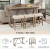 TiramisuBest 4 Piece Bar Table Set with Power Outlet USB Type C Port 3 Padded Stools Wooden Frame Rustic Faux Wood Grain - 4 of 4