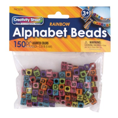 Creativity Street Alphabet Beads, Assorted Rainbow Colors, 6 mm, 150 Count (Pack of 6)