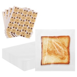 Unique Bargains Kraft Paper Grease-Resistant Transparent Film Heat-Sealable Sandwich Bags Clear Front 300 Pcs - 1 of 4