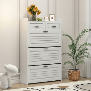 Resenkos Yardi Yard Shoe Cabinet with 3-Door and 2 Drawers, Large Space for Storage, Versatile Storage Cabinet for Indoor, White - 1 of 4