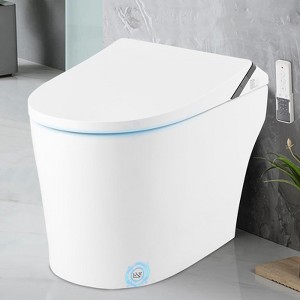 Electric Bidet Toilet Seat w Wireless Remote, Smart Heated Toilet Seat Elongated w Instant Warm Water & Air Dryer, Front & Rear Wash, Slow Close Lid - 1 of 4