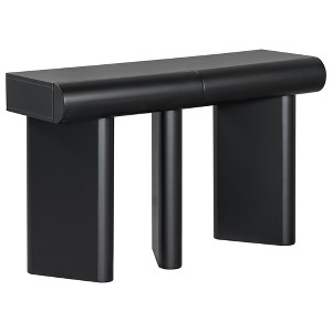 Gulches 47.6" Modern Painted Entryway Table - 2 Curved Drawers, Geometric Legs, Black, for Living Room, Bedroom - 1 of 4