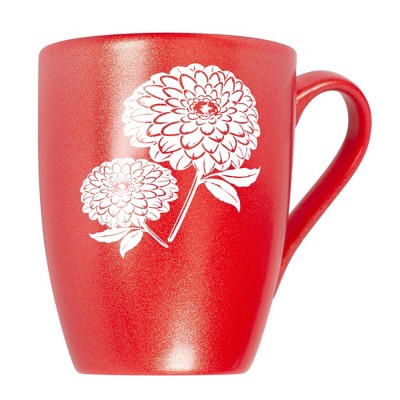 Elanze Designs Botanical Floral Nature Coffee Cup Mug 10 Ounce Ceramic With Shimmery Metallic Finish Elegant Minimalist Zinnia Flower Silhouette
